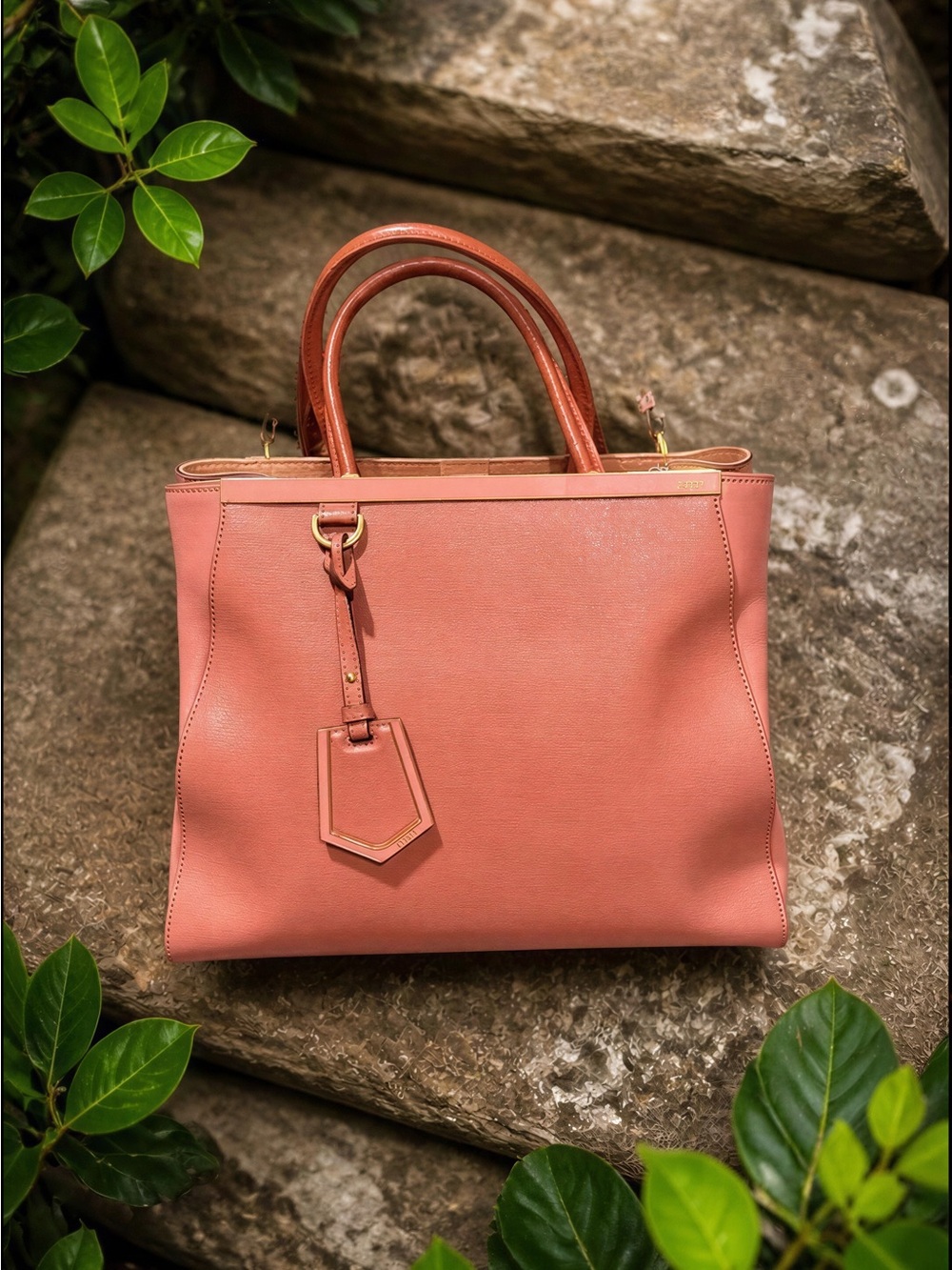Fendi Jour Elegant Pink Leather Tote Bag